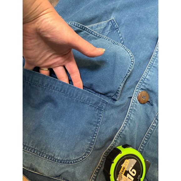 J. Crew Womans M Relaxed Blue Corduroy Collar Barn Utility Jacket Plaid Flannel - Picture 6 of 13